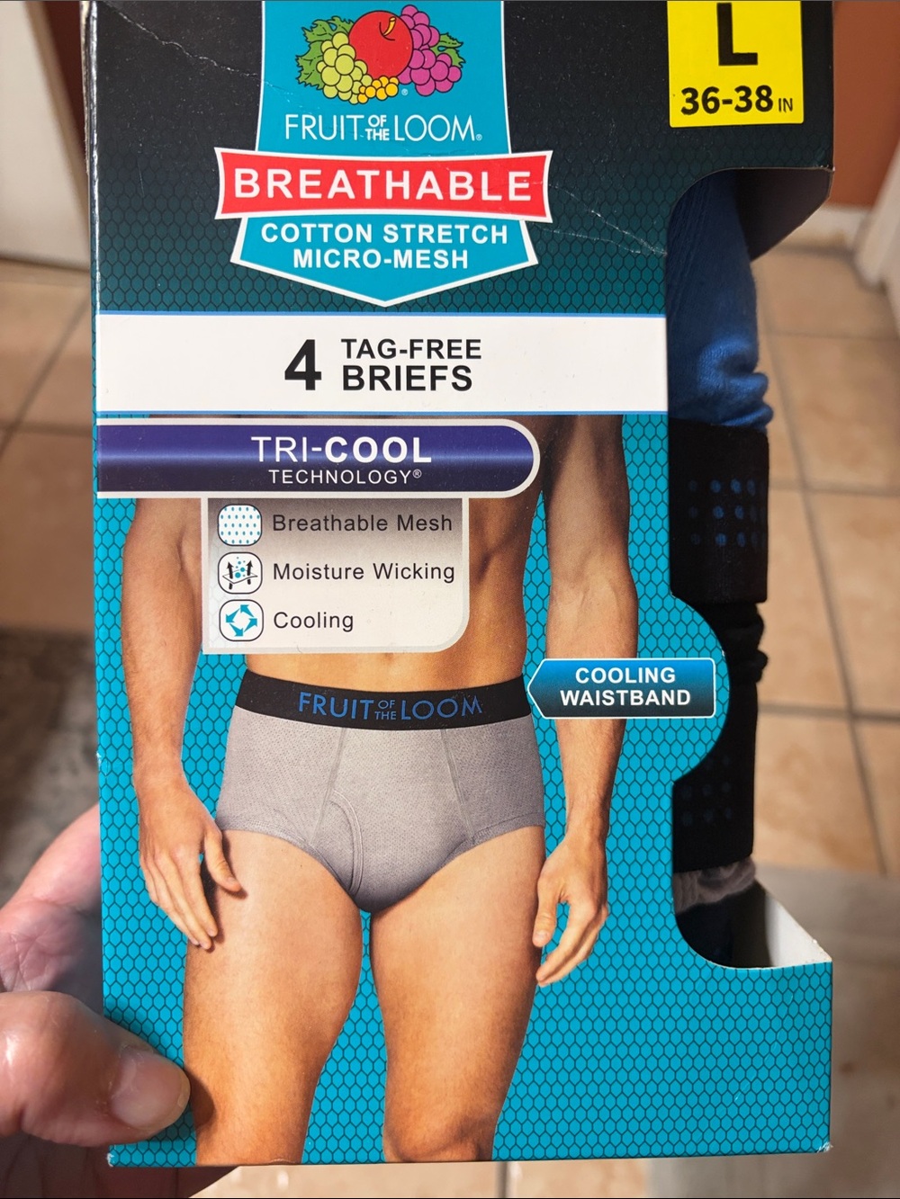 NWT Fruit of the Loom Men’s Tag-Free Breathable Briefs (3 in box)